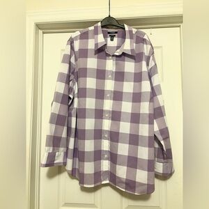 Chaps Lavender and White Buffalo Check Button-Down Shirt
